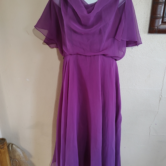 Vntg 80's Purple Chiffon Layered Polyester Prom Dress JCPENNEY Fashions Medium - Picture 9 of 13